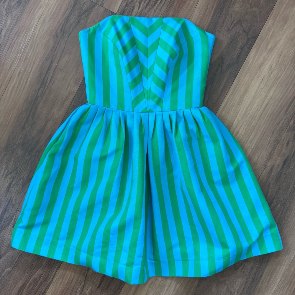 Lilly Pulitzer Eve Blue & Green Swizzle Corset Mini Dress